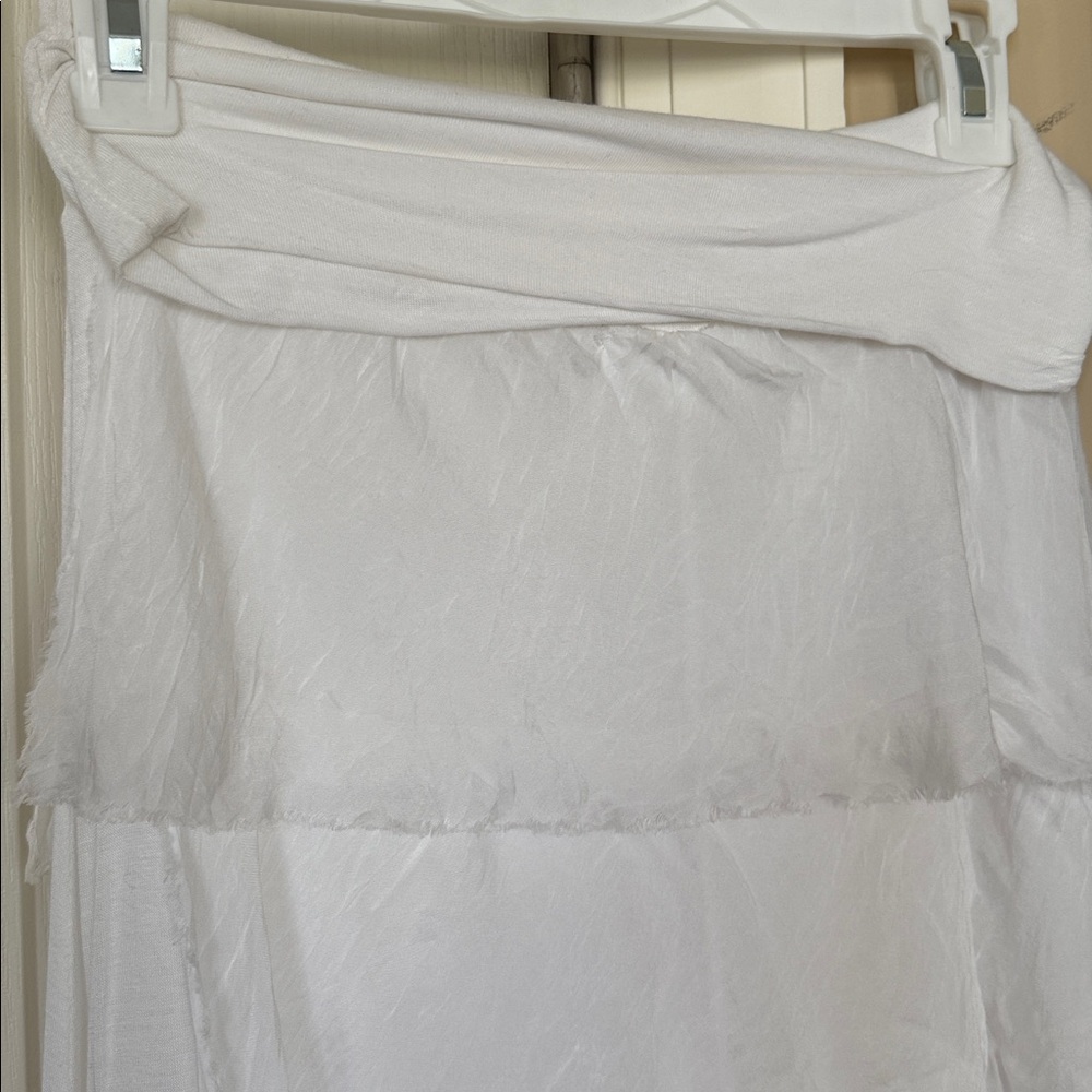 BECCA Italian White 100% Silk Layered Tiered Maxi Skirt Summer Size One Size - Picture 7 of 14